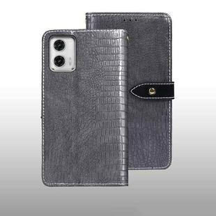 For Motorola Moto G73 idewei Crocodile Texture Leather Phone Case(Grey)
