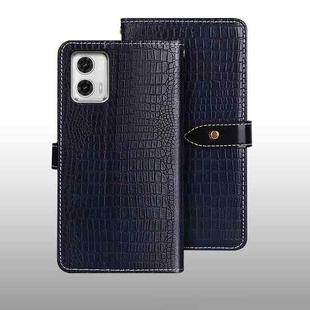 For Motorola Moto G73 idewei Crocodile Texture Leather Phone Case(Dark Blue)