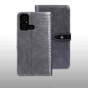 For Xiaomi Poco C55/Redmi 12C/Redmi 11A idewei Crocodile Texture Leather Phone Case(Grey)