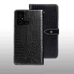 For Xiaomi Poco C55/Redmi 12C/Redmi 11A idewei Crocodile Texture Leather Phone Case(Black)