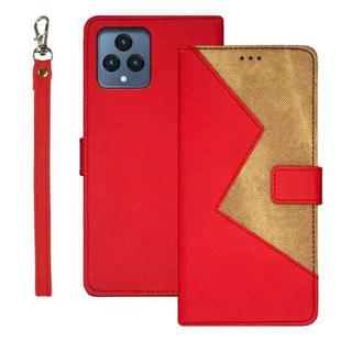 For T-Mobile REVVL 6 5G idewei Two-color Splicing Leather Phone Case(Red)