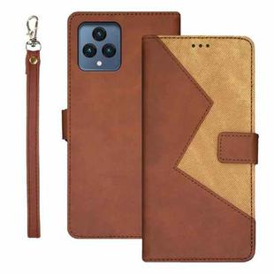 For T-Mobile REVVL 6 5G idewei Two-color Splicing Leather Phone Case(Brown)