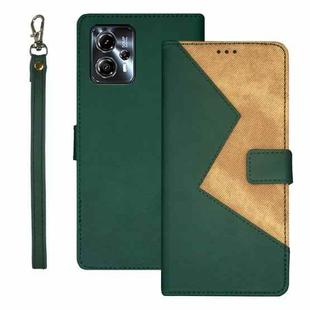 For Motorola Moto G23/G13 idewei Two-color Splicing Leather Phone Case(Green)