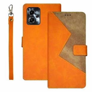 For Motorola Moto G23/G13 idewei Two-color Splicing Leather Phone Case(Orange)