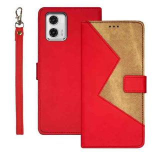 For Motorola Moto G73 idewei Two-color Splicing Leather Phone Case(Red)