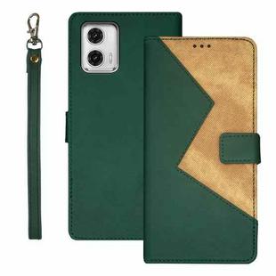 For Motorola Moto G73 idewei Two-color Splicing Leather Phone Case(Green)