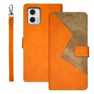 For Motorola Moto G73 idewei Two-color Splicing Leather Phone Case(Orange)