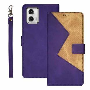 For Motorola Moto G73 idewei Two-color Splicing Leather Phone Case(Purple)