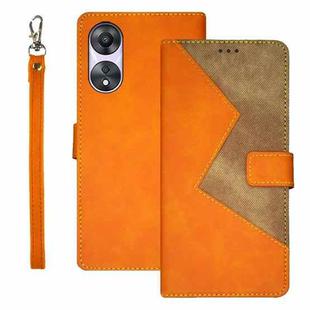 For OPPO A78 5G Global/A58x/A58 5G idewei Two-color Splicing Leather Phone Case(Orange)