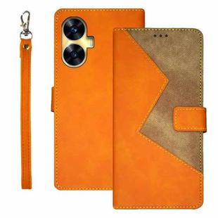 For Realme C55 4G idewei Two-color Splicing Leather Phone Case(Orange)