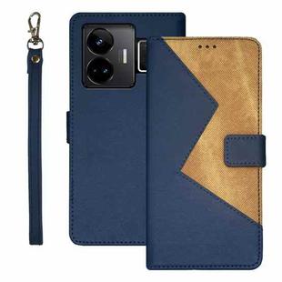 For Realme GT3 5G Global/GT Neo 5 5G idewei Two-color Splicing Leather Phone Case(Blue)