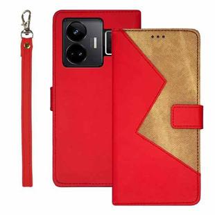 For Realme GT3 5G Global/GT Neo 5 5G idewei Two-color Splicing Leather Phone Case(Red)