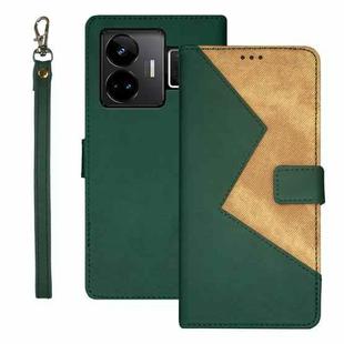 For Realme GT3 5G Global/GT Neo 5 5G idewei Two-color Splicing Leather Phone Case(Green)