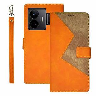 For Realme GT3 5G Global/GT Neo 5 5G idewei Two-color Splicing Leather Phone Case(Orange)