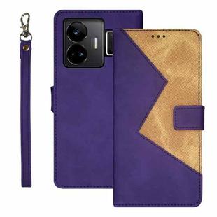 For Realme GT3 5G Global/GT Neo 5 5G idewei Two-color Splicing Leather Phone Case(Purple)