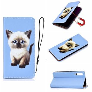 For Galaxy A7 (2018) 3D Painting Horizontal Flip Leather Case with Holder & Card Slot & Wallet & Lanyard(Cat)