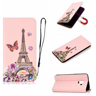 For Galaxy A8 Plus (2018) 3D Painting Horizontal Flip Leather Case with Holder & Card Slot & Wallet & Lanyard(Iron Tower)