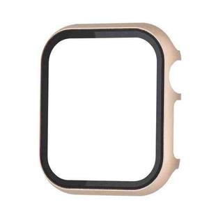 For Apple Watch Series 8&7 45mm Metal Frame + Tempered Glass Protector Case(Gold)