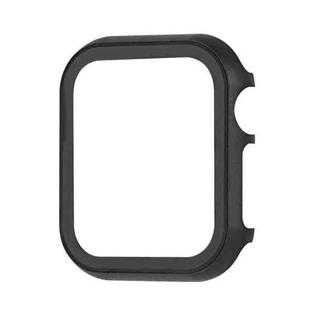 For Apple Watch Series SE 2&6&SE&5&4 44mm Metal Frame + Tempered Glass Protector Case(Black)
