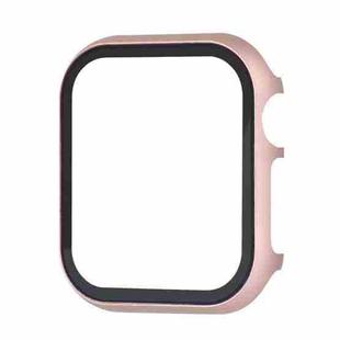 For Apple Watch Series SE 2&6&SE&5&4 44mm Metal Frame + Tempered Glass Protector Case(Rose Gold)