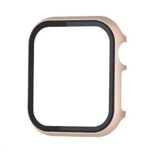 For Apple Watch Series 8&7 41mm Metal Frame + Tempered Glass Protector Case(Gold)