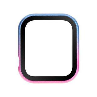 For Apple Watch Series SE 2&6&SE&5&4 40mm Metal Frame + Tempered Glass Protector Case(Pink Blue)