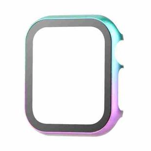 For Apple Watch Series SE 2&6&SE&5&4 40mm Metal Frame + Tempered Glass Protector Case(Pink Green)