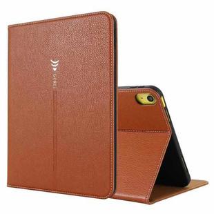 For iPad 10th Gen 10.9 2022 GEBEI Silk Texture Flip Tablet Leather Case(Brown)