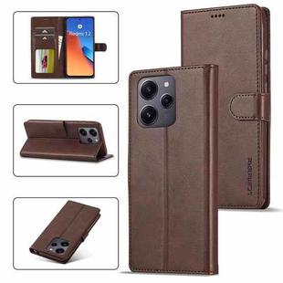 For Xiaomi Redmi 12 4G Global LC.IMEEKE Calf Texture Leather Phone Case(Coffee)