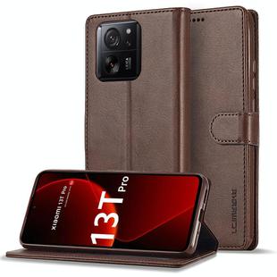 For Xiaomi 13T Pro 5G LC.IMEEKE Calf Texture Leather Phone Case(Coffee)