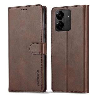 For Xiaomi Redmi 13C 4G/5G/Poco C65 LC.IMEEKE Calf Texture Leather Phone Case(Coffee)