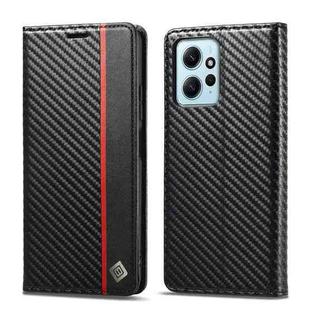 For Xiaomi Redmi Note 12 4G Global LC.IMEEKE Carbon Fiber Leather Phone Case(Vertical Black)