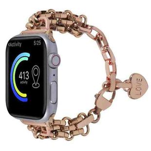 Stainless Steel Three Row Chain Watch Band For Apple Watch Ultra 49mm&Watch Ultra 2 49mm / Series 9&8&7 45mm / SE 3&SE 2&6&SE&5&4 44mm / 3&2&1 42mm (Rose Gold)