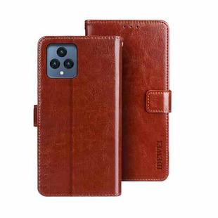 For T-Mobile REVVL 6 5G idewei Crazy Horse Texture Leather Phone Case with Holder(Brown)