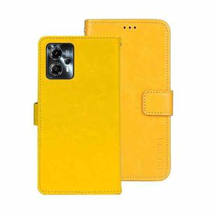 For Motorola Moto G23/G13 idewei Crazy Horse Texture Leather Phone Case with Holder(Yellow)