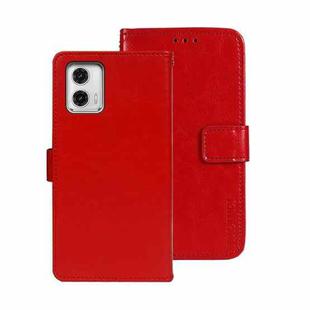 For Motorola Moto G73 idewei Crazy Horse Texture Leather Phone Case with Holder(Red)