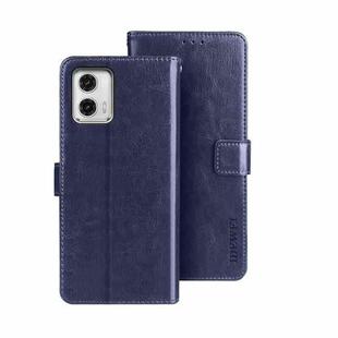 For Motorola Moto G73 idewei Crazy Horse Texture Leather Phone Case with Holder(Blue)