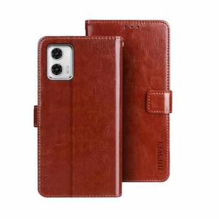 For Motorola Moto G73 idewei Crazy Horse Texture Leather Phone Case with Holder(Brown)