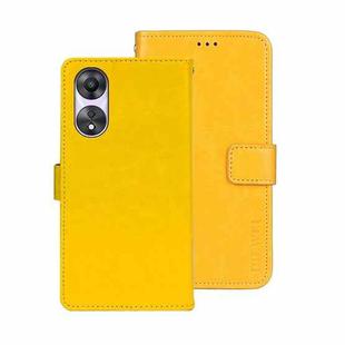For OPPO A78 5G Global/A58x/A58 5G idewei Crazy Horse Texture Leather Phone Case with Holder(Yellow)