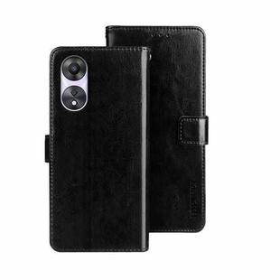 For OPPO A78 5G Global/A58x/A58 5G idewei Crazy Horse Texture Leather Phone Case with Holder(Black)