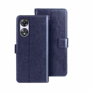 For OPPO A78 5G Global/A58x/A58 5G idewei Crazy Horse Texture Leather Phone Case with Holder(Blue)