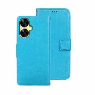 For Realme C55 4G idewei Crazy Horse Texture Leather Phone Case with Holder(Sky Blue)