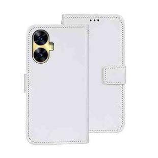 For Realme C55 4G idewei Crazy Horse Texture Leather Phone Case with Holder(White)