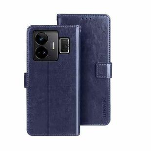 For Realme GT3 5G Global/GT Neo 5 5G idewei Crazy Horse Texture Leather Phone Case with Holder(Blue)