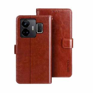 For Realme GT3 5G Global/GT Neo 5 5G idewei Crazy Horse Texture Leather Phone Case with Holder(Brown)