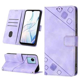 For Realme C30s Skin-feel Embossed Leather Phone Case(Light Purple)