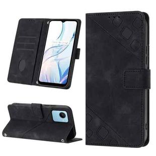 For Realme C30s Skin-feel Embossed Leather Phone Case(Black)