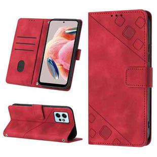 For Xiaomi Redmi Note 12 4G Global Skin-feel Embossed Leather Phone Case(Red)