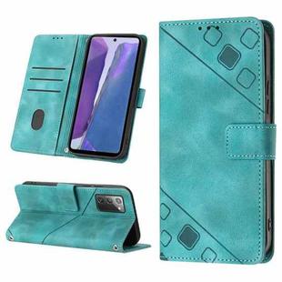 For Samsung Galaxy Note20 Skin-feel Embossed Leather Phone Case(Green)