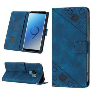 For Samsung Galaxy S9 Skin-feel Embossed Leather Phone Case(Blue)
